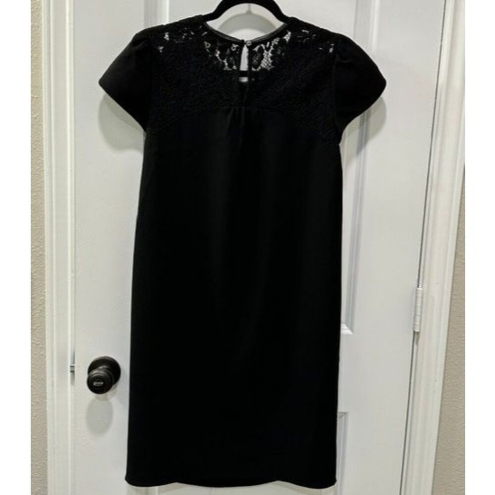 The White Company London Black Lace Shift Dress Womens 6 UK 10 Cap Sleeve LBD